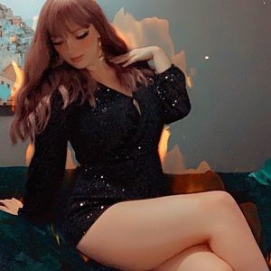 Black sequin romper size Small